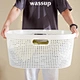 Oval plastic weave dirty clothes laundry basket